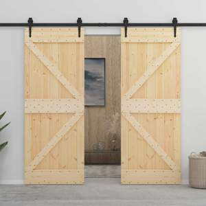 Drzwi przesuwne 2 szt. 90 x 210 cm Lite drewno sosnowe