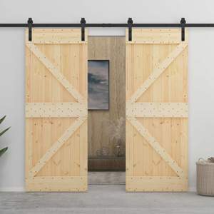 Drzwi przesuwne 2 szt. 90 x 210 cm Lite drewno sosnowe