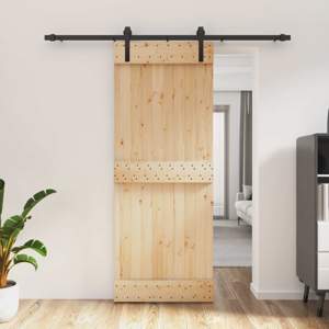 Drzwi przesuwne Naturalny i czarny 80 x 210 cm