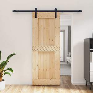 Drzwi przesuwne Naturalny i czarny 80 x 210 cm