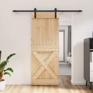Drzwi przesuwne 80 x 210 cm Lite Drewno Sosnowe (Nieobrobione)