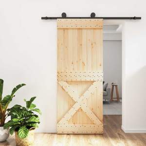 Drzwi przesuwne Naturalny i czarny 85 x 210 cm