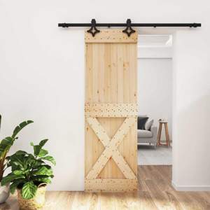 Drzwi przesuwne 70 x 210 cm Lite Drewno Sosnowe (Nieobrobione)