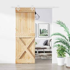 Drzwi przesuwne 80 x 210 cm Lite Drewno Sosnowe (Nieobrobione)