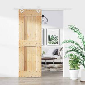 Drzwi przesuwne 70 x 210 cm Lite Drewno Sosnowe (Nieobrobione)