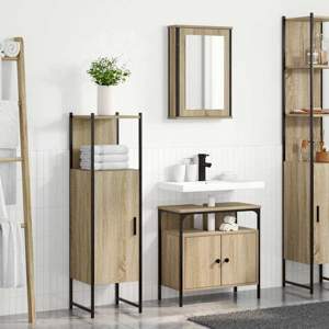 Zestaw mebli łazienkowych 3 szt. Brązowy 33 x 33 x 120,5 cm