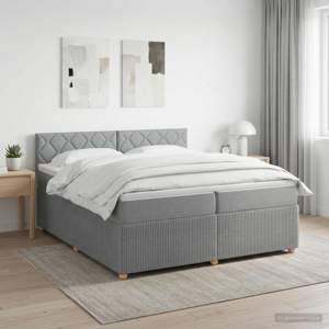 Łóżko kontynentalne z materacem jasnoszary 200 x 200 cm tkanina