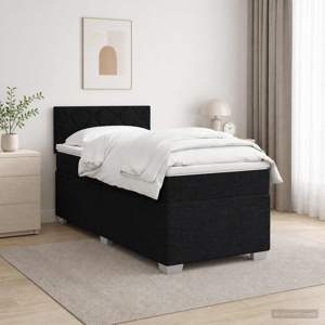 Łóżko Box Spring z materacem i LED Czarny 80 x 200 cm tkanina
