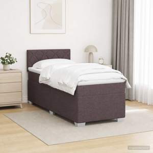 Łóżko Box Spring z materacem i LED Ciemny brąz 90 x 190 cm