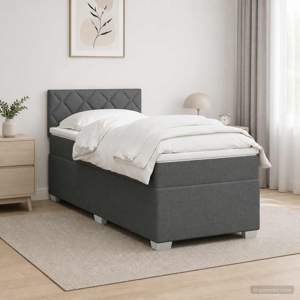Łóżko Box Spring z materacem i LED ciemnoszary 90 x 200 cm