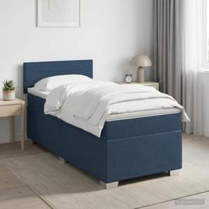 Łóżko Box Spring z materacem i LED niebieski 100 x 200 cm