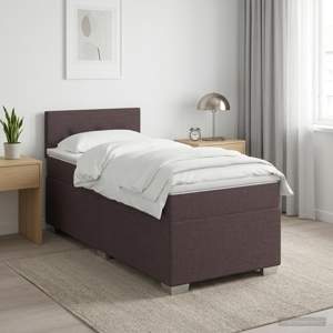 Łóżko Box Spring z materacem i LED Ciemny brąz 100 x 200 cm