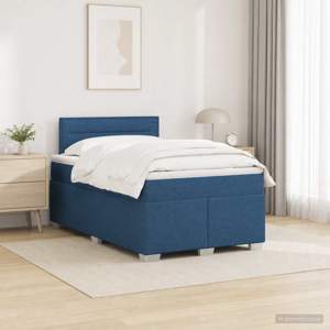 Łóżko Box Spring z materacem i LED niebieski 120 x 190 cm