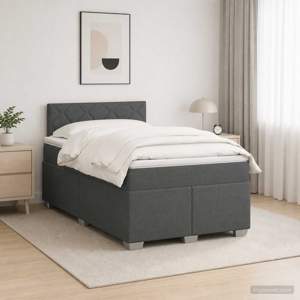 Łóżko Box Spring z materacem i LED ciemnoszary 120 x 190 cm
