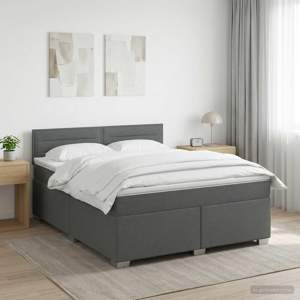 Łóżko Box Spring z materacem i LED ciemnoszary 140 x 190 cm