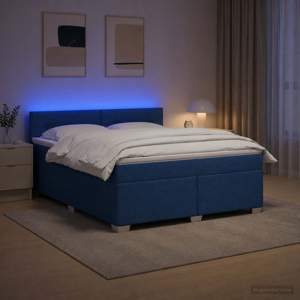 Łóżko Box Spring z materacem i LED niebieski 140 x 200 cm
