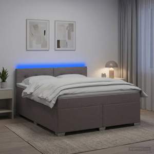 Łóżko Box Spring z materacem i LED Ciemnoszary 160 x 200 cm