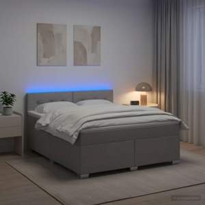 Łóżko Box Spring z materacem i LED jasnoszary 180 x 200 cm