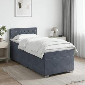 Łóżko Box Spring z materacem i LED ciemnoszary 80 x 200 cm
