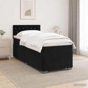 Łóżko Box Spring z materacem i LED Czarny 80 x 200 cm Welur