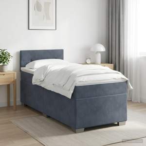 Łóżko Box Spring z materacem i LED ciemnoszary 80 x 200 cm