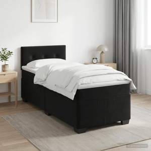 Łóżko Box Spring z materacem i LED Czarny 90 x 200 cm Welur