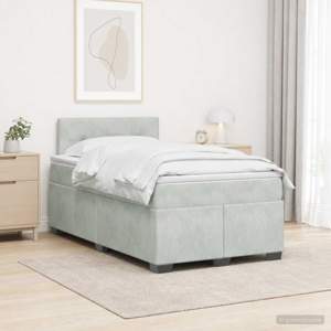 Łóżko Box Spring z materacem i LED jasnoszary 120 x 190 cm