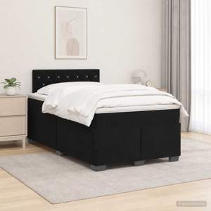 Łóżko Box Spring z materacem i LED Czarny 120 x 200 cm Welur