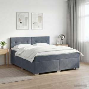 Łóżko Box Spring z materacem i LED ciemnoszary 180 x 200 cm