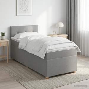 Łóżko Box Spring z materacem i LED jasnoszary 90 x 190 cm