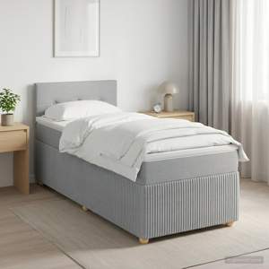 Łóżko Box Spring z materacem i LED jasnoszary 90 x 190 cm