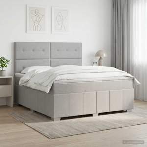 Łóżko kontynentalne z materacem jasnoszary 140 x 190 cm tkanina