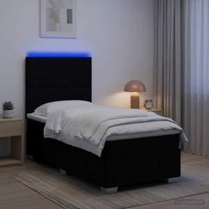 Łóżko z box spring LED z materacem Czarny 80 x 200 cm tkanina
