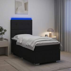 Łóżko z box spring LED z materacem Czarny 80 x 200 cm tkanina