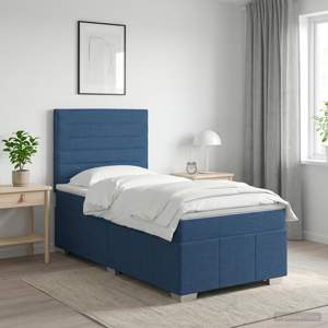 Łóżko z box spring LED z materacem niebieski 90 x 200 cm