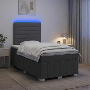 Łóżko z box spring LED z materacem ciemnoszary 120 x 190 cm