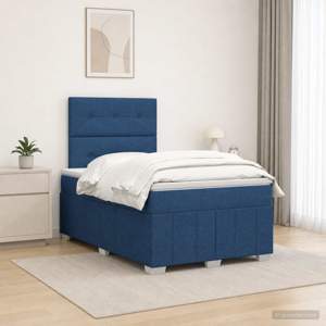 Łóżko z box spring LED z materacem niebieski 120 x 190 cm