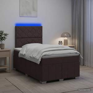 Łóżko z box spring LED z materacem Ciemny brąz 120 x 190 cm