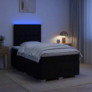 Łóżko z box spring LED z materacem Czarny 120 x 200 cm tkanina
