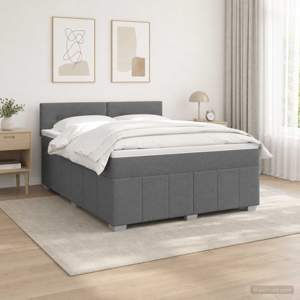 Łóżko z box spring LED z materacem ciemnoszary 140 x 200 cm