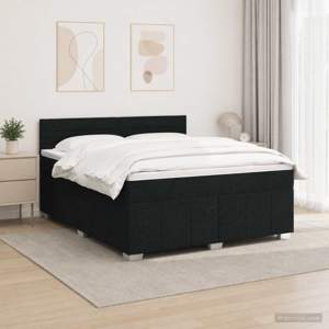 Łóżko z box spring LED z materacem Czarny 180 x 200 cm tkanina