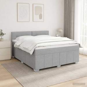 Łóżko z box spring LED z materacem jasnoszary 180 x 200 cm