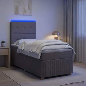 Łóżko z box spring LED z materacem Ciemnoszary 90 x 190 cm