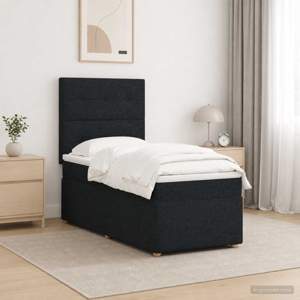 Łóżko z box spring LED z materacem Czarny 90 x 200 cm tkanina