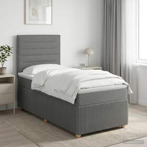 Łóżko z box spring LED z materacem ciemnoszary 100 x 200 cm