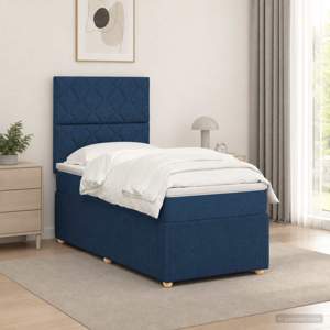 Łóżko z box spring LED z materacem niebieski 100 x 200 cm