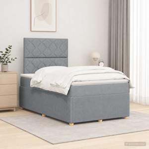 Łóżko z box spring LED z materacem jasnoszary 120 x 190 cm