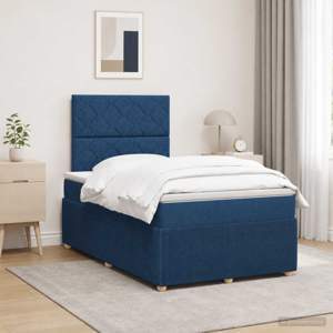 Łóżko z box spring LED z materacem niebieski 120 x 190 cm