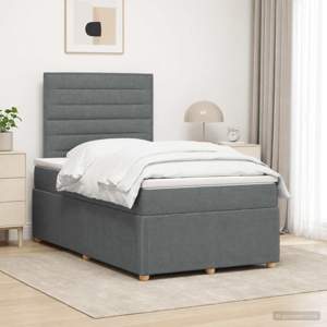 Łóżko z box spring LED z materacem ciemnoszary 120 x 200 cm