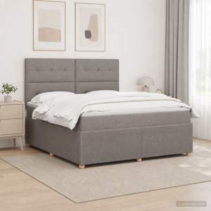 Łóżko z box spring LED z materacem Ciemnoszary 140 x 190 cm